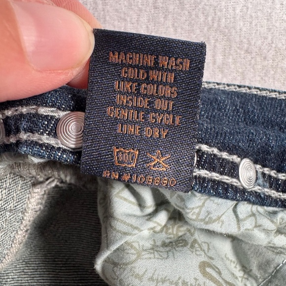 Seven 7 Jeans Womens 24 Blue Bootcut Mid Rise Dark Wash Stretch Distressed - Picture 5 of 12